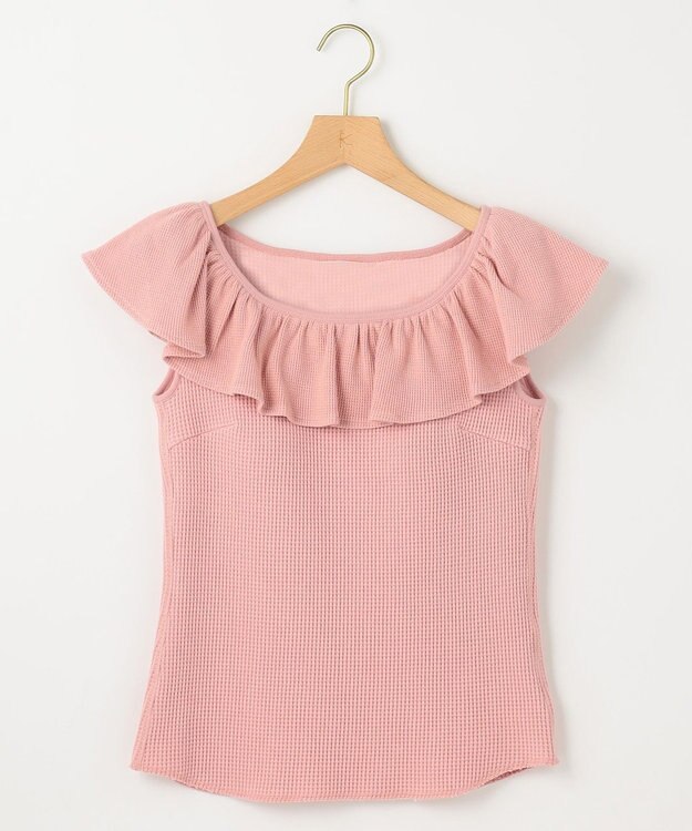 組曲 L 【組曲×setsuko sagittaire】カップ付きフリルTシャツ ピンク系