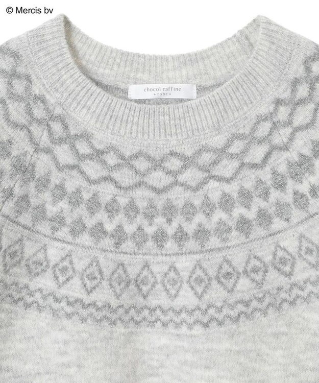 Green Parks Ｍｉｆｆｙ／求心柄ジャガードニットプルオーバ Light Gray