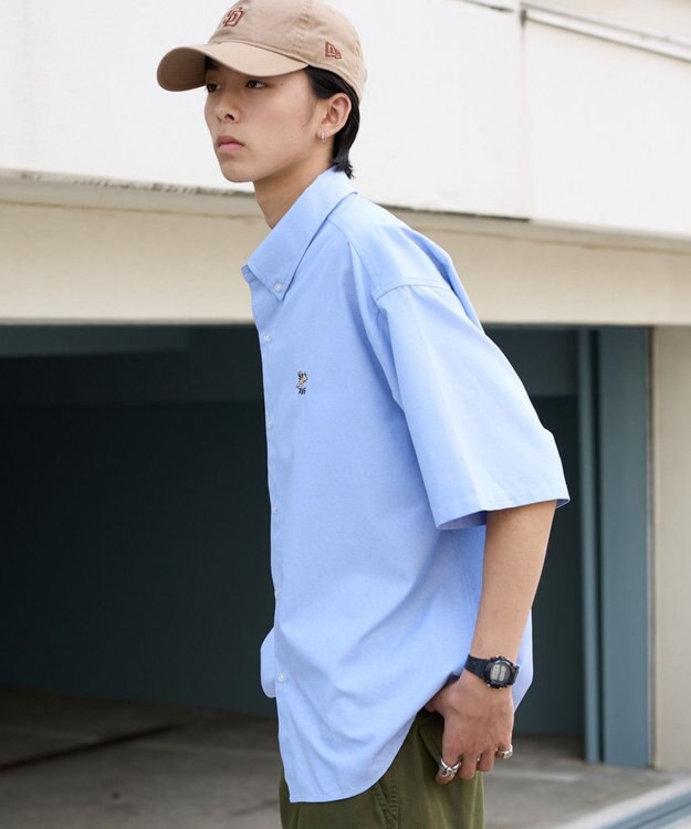 WEGO 【ユニセックス着用ITEM/MLサイズ展開】オックスフォードワンポイントシャツ（SS） サックス