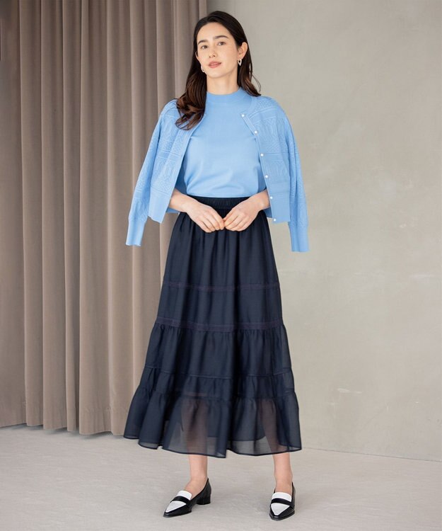 組曲 【洗える】レーシーボイル スカート ネイビー系