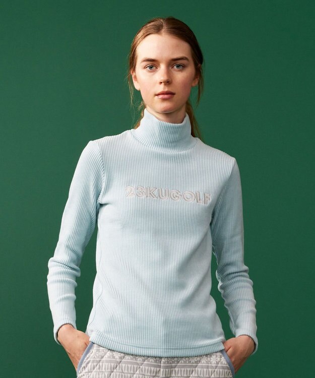 23区GOLF カラー豊富！【WOMEN】【吸湿発熱】グランサーモ モックネック カットソー スカイブルー系