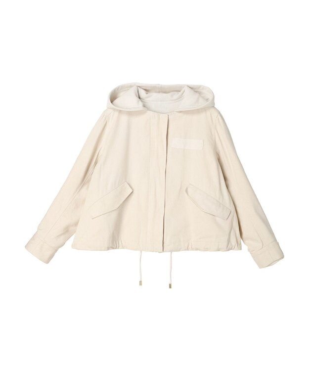 earth music&ecology パーカー付きミリタリーブルゾン Ecru