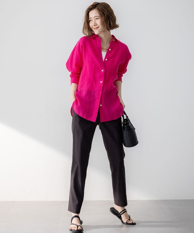 23区 LIBECO ベーシック シャツ マゼンタ