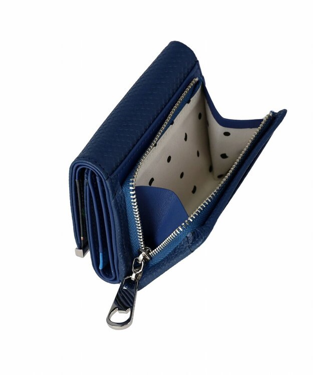 tsumori chisato CARRY クロスエンボス 3つ折りミニ財布 ネイビー
