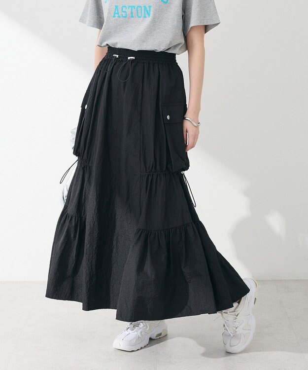 Green Parks ・ＳＵＧＡＲ　ＳＰＯＯＮ　ドロストティアードスカート Black