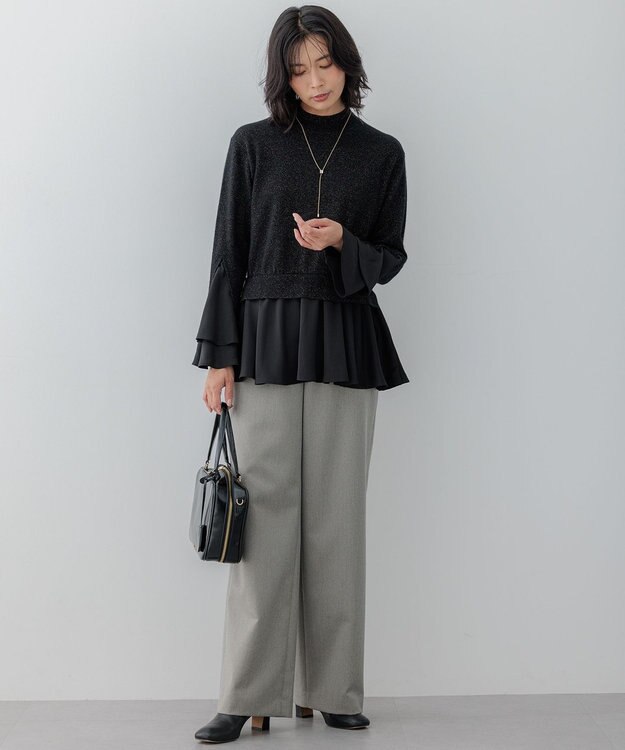 23区 【VERY3月号掲載/洗える】TRコンフォートストレッチ ワイドパンツ ライトグレー系