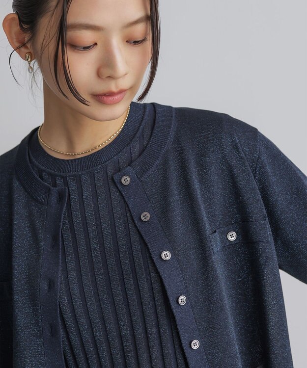 組曲 ライトラメニット アンサンブル ネイビー系