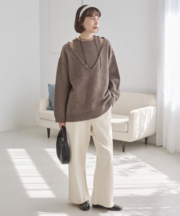 WEGO 【ANGIE VINTAGE/セットアップ対応】ワイドスウェットパンツ ベージュ