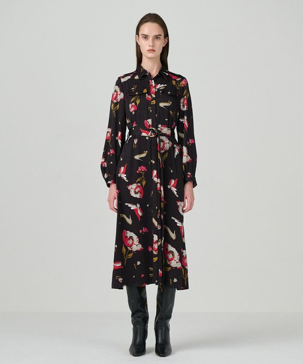 GRACE CONTINENTAL ヴィンテージモチーフドレス ブラウン