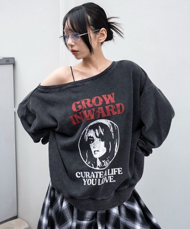 WEGO 【25年秋冬新作】2WAYグラフィックワンショルBIGスウェット 柄4