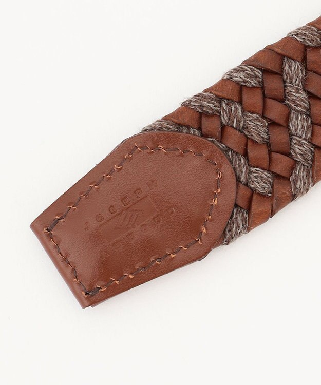 JOSEPH ABBOUD 【ストレッチ/日本製】レザーウールメランジ ベルト ダークブラウン系