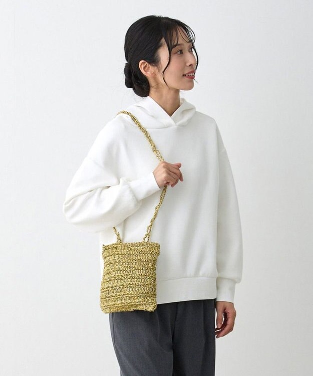 ROOTOTE 1090【手編みカゴバッグ風】SC.ベビールー.クロッシュメタリック-A 01：ゴールド