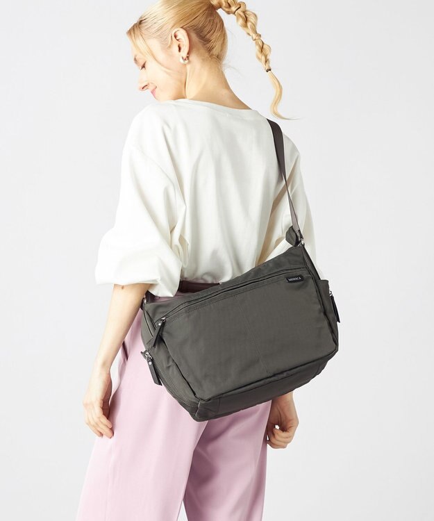 LA BAGAGERIE 【MONICA】サイドジップショルダーバッグ ダークグレー