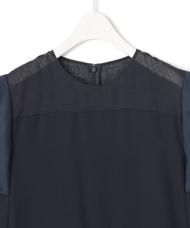 ICB L 【UVケア・接触冷感・速乾・洗える】 FluidBackSatin デザインワンピース ネイビー系