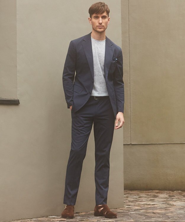 GOTAIRIKU NEW【麻混の清涼感】ノルマンディーリネン ボーダーTシャツ ネイビー系2