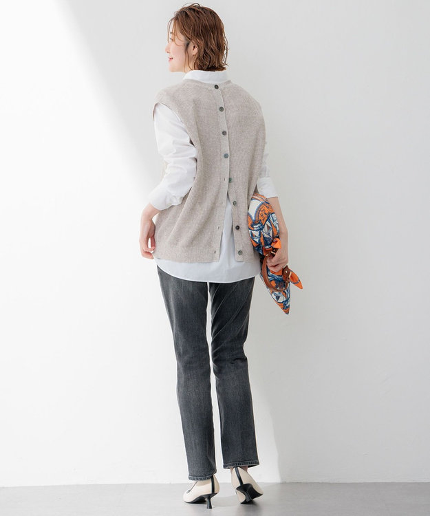 23区 【洗える】ピュアリネン ニット ベスト ブラウン系5