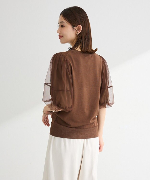 Green Parks チュールボリュームスリーブニットプルオーバー Mocha