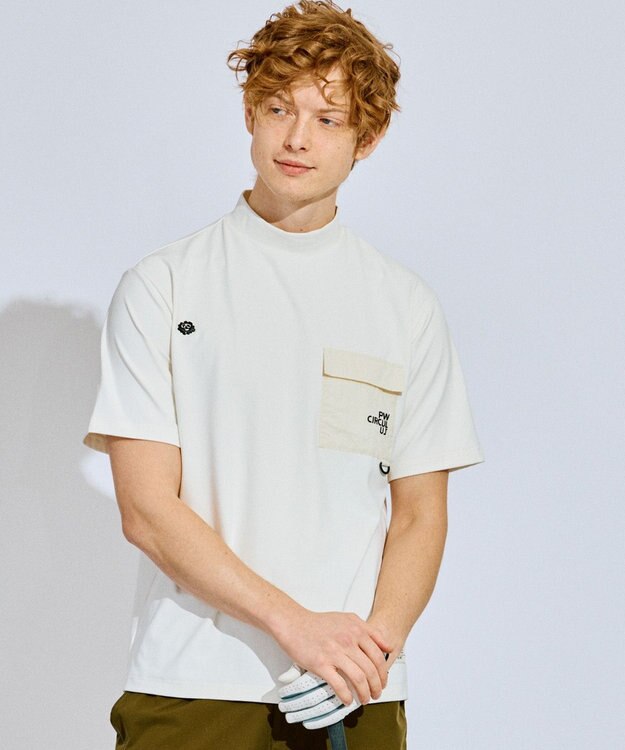 PW CIRCULUS 【UV遮蔽率99.5%  UVカット/速乾/ストレッチ】【GOLF OUT掲載】【MEN】ポケットモックT  ゴルフ ホワイト系