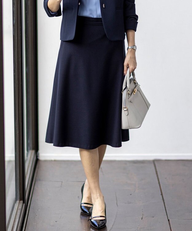 ANY SIS S ビューティサーモ2WAYストレッチ フレアスカート ネイビー