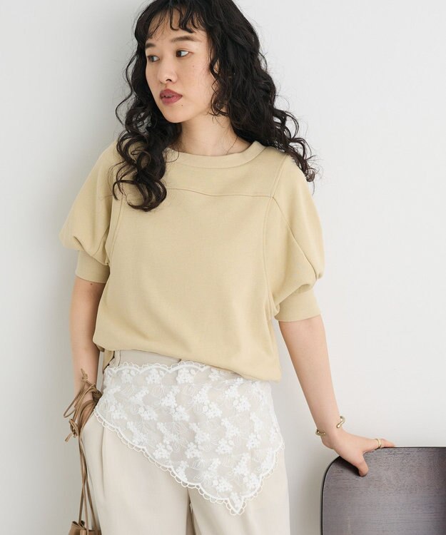 CRAFT STANDARD BOUTIQUE TC裏毛ボリュームハーフスリーブプルオーバー Beige