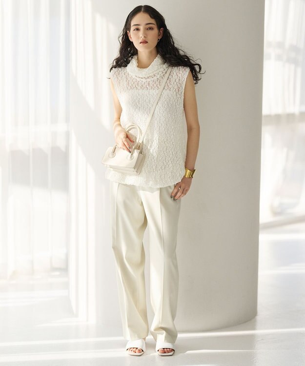 #Newans タートルネックレースブラウス ホワイト