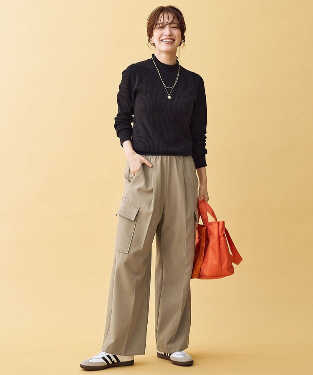 ANY L 【6色展開】フリルネックニット ブラック