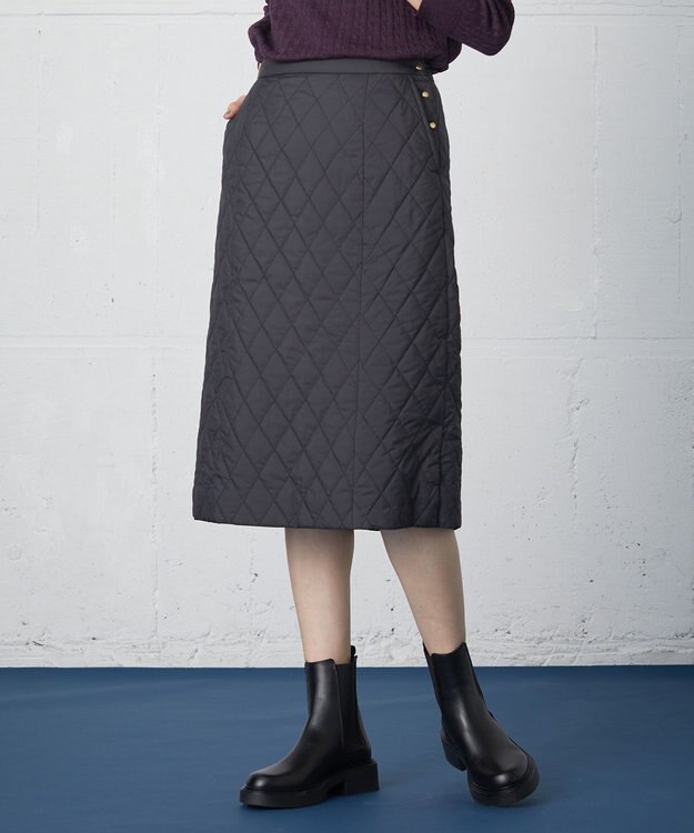 J.PRESS LADIES 高密度パウダータフタ スカート ブラック系