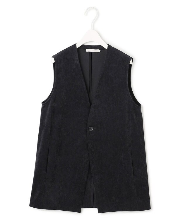 ICB 【洗える】ストレッチスエード ジレ ブラック系