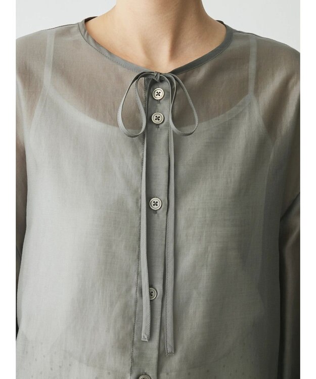 Green Parks AnriettMusee シアーボリュームスリーブブラウス Gray