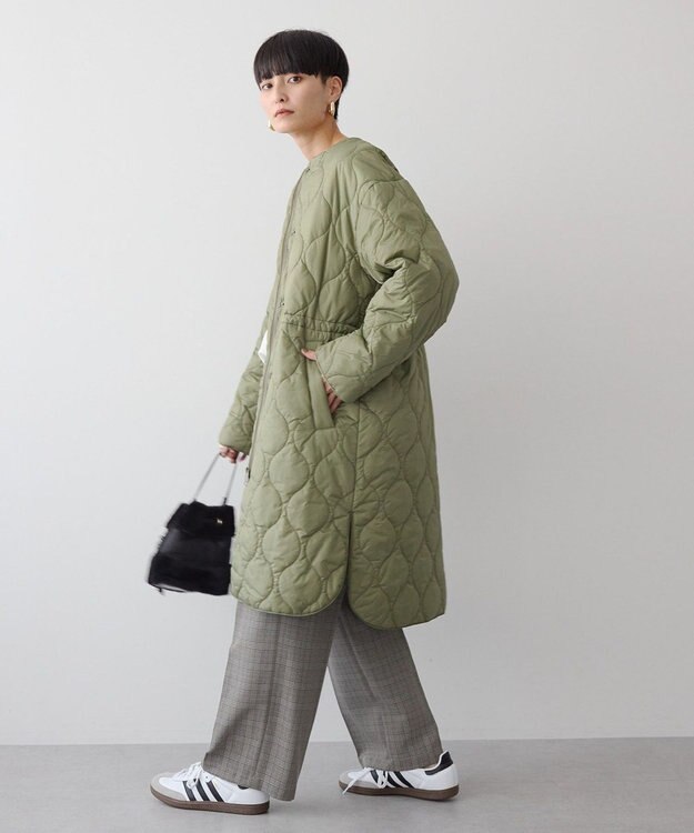 AMERICAN HOLIC 軽ポカノーカラーキルティングロングコート Khaki