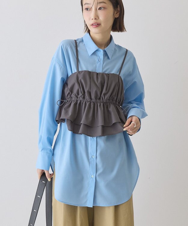 AMERICAN HOLIC 【2点セット・イージーケア】ビスチェ＋シャツ Sax