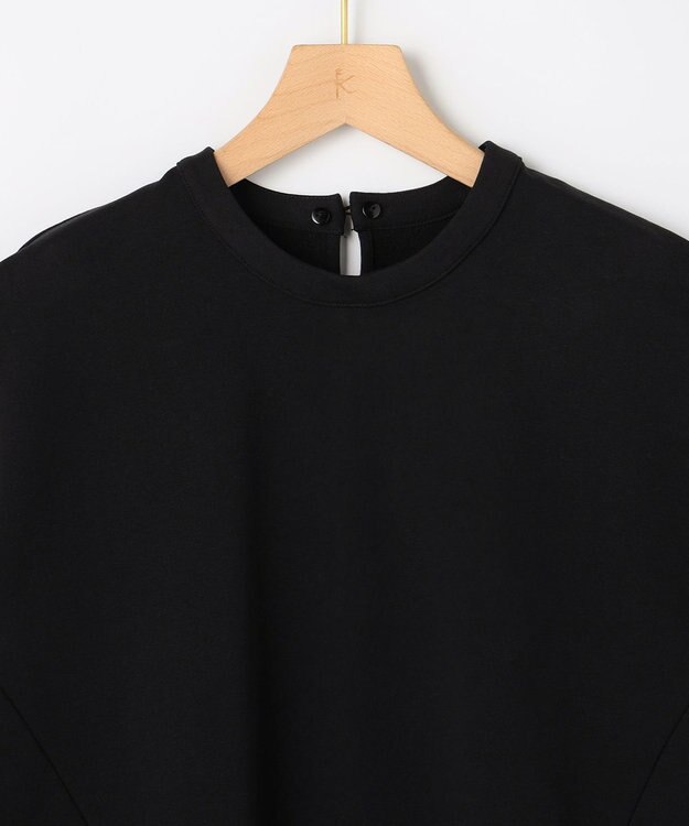 組曲 【先行予約】フレンチテリー 刺繍襟 ペプラムカットソー ブラック系