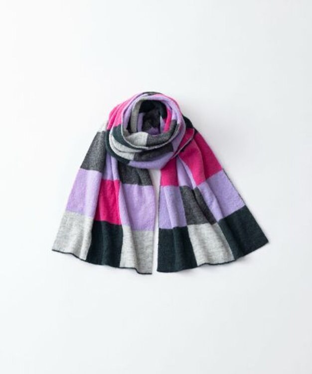 TRICOTE BLOCK CHECK SHAGGY SCARF／ブロックチェックシャギーマフラー 72PINK