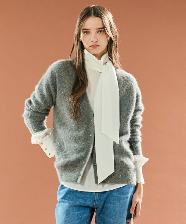 BEIGE， 【洗える】STOW / パフスリーブボウタイブラウス Ecru