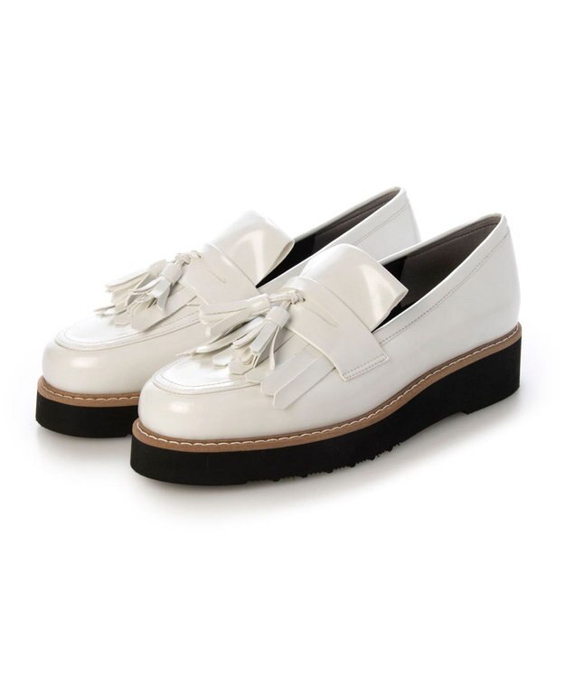 MODE ET JACOMO <carino>【レイン対応】【2WAY】厚底タッセルローファー ホワイト