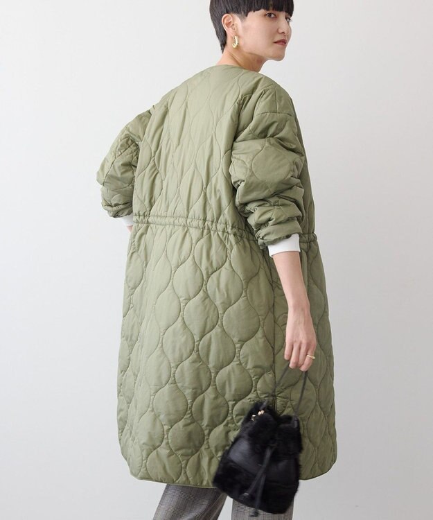 AMERICAN HOLIC 軽ポカノーカラーキルティングロングコート Khaki