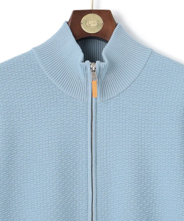 J.PRESS MEN ハイツイストリンクス  フルジップニットカーディガン サックスブルー系