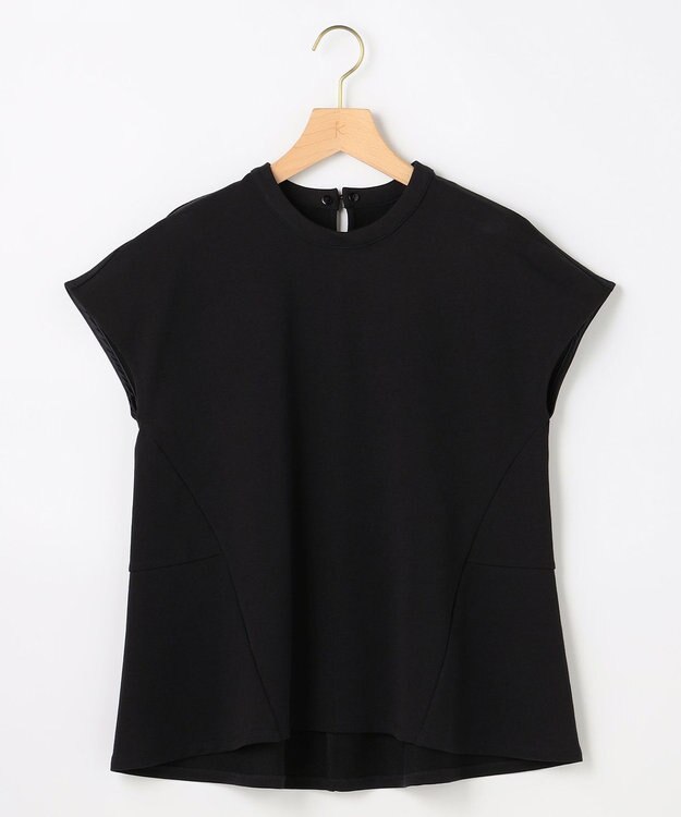 組曲 【先行予約】フレンチテリー 刺繍襟 ペプラムカットソー ブラック系