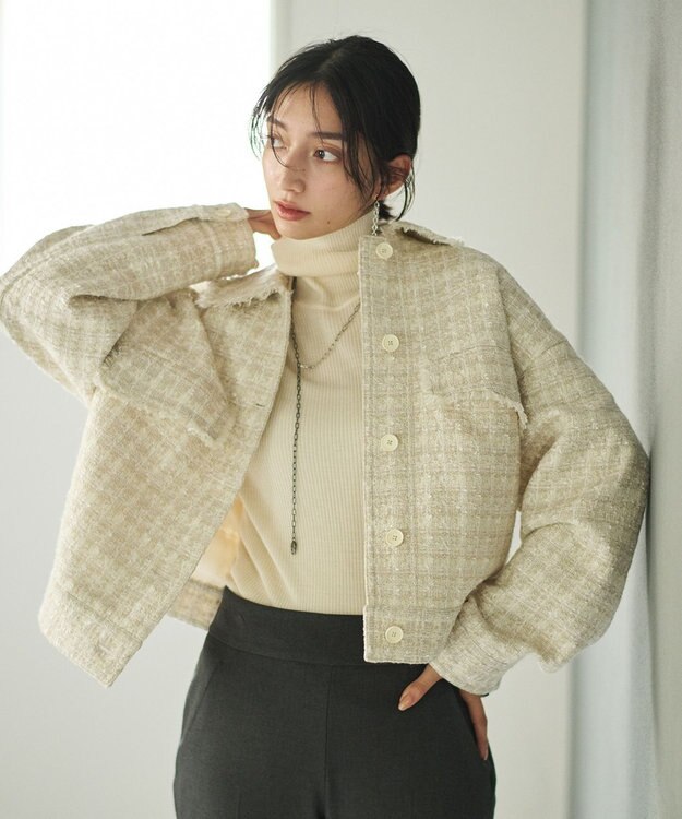 #Newans ツイードブルゾン アイボリー