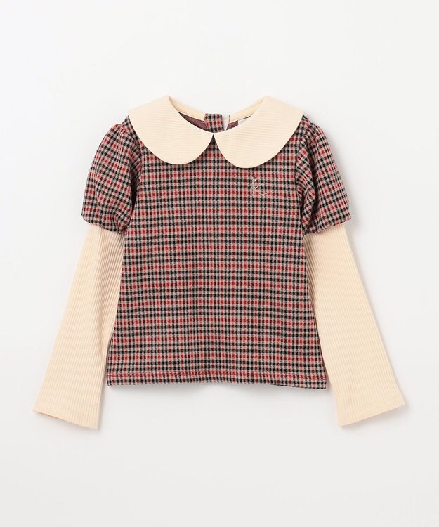 組曲 KIDS 【110-140㎝】チェックジャガード トレーナー ブラウン系3