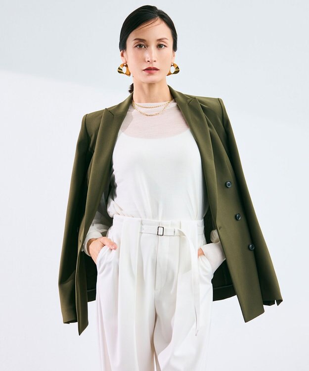 BEIGE， 【洗える】CADDO / シアーウールクルーネックトップス Ecru