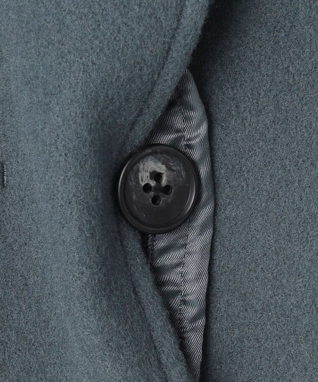 J.PRESS LADIES ショートビーバー ミディ丈 スタンドカラー コート ティールブルー系