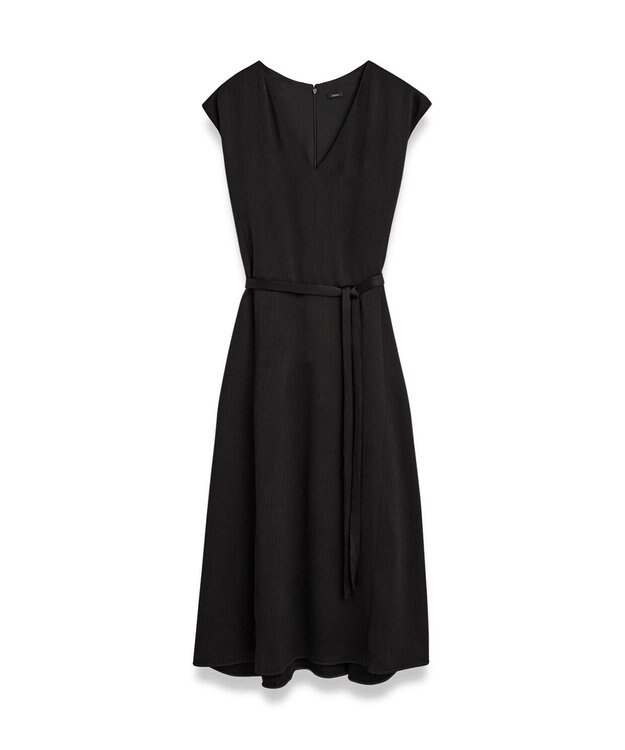 JOSEPH テクスチャードビスコース　ミディドレス Black