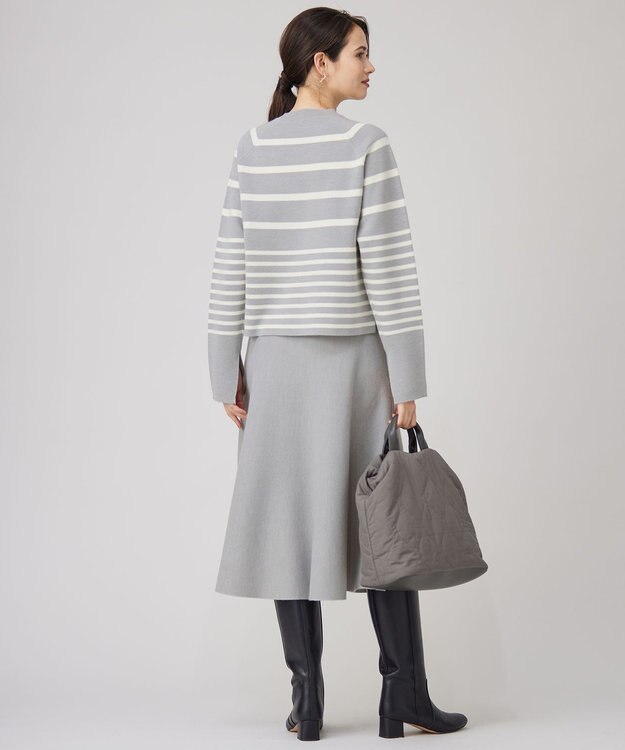 自由区 【セットアップ対応・洗える】ウールミラノニット スカート ライトグレー