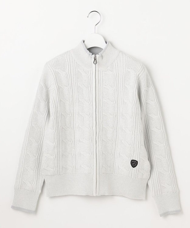 23区GOLF 【WOMEN】ラメケーブルジップアップカーディガン　防風裏地付き ホワイト系