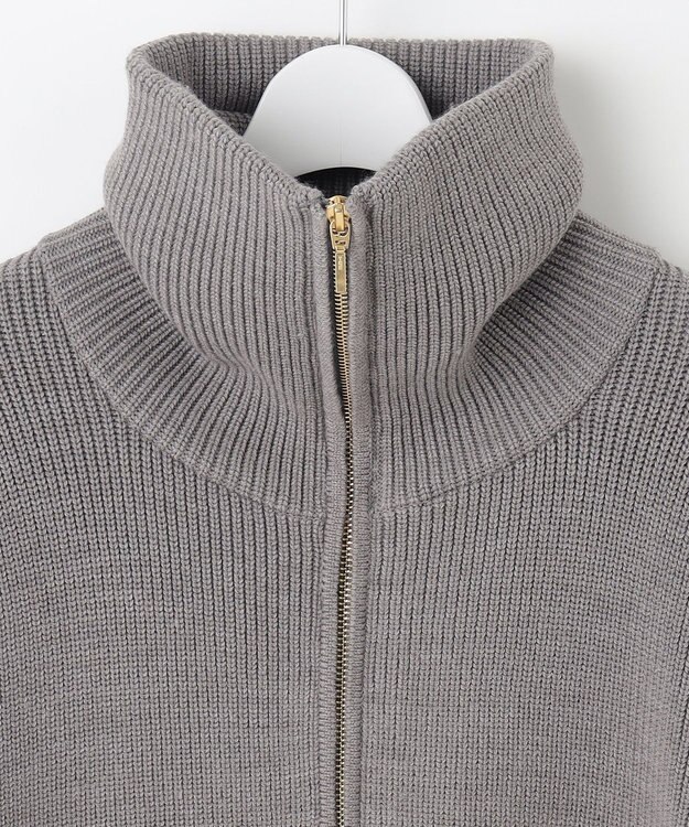 自由区 【洗える】ジップアップニット アウター グレー