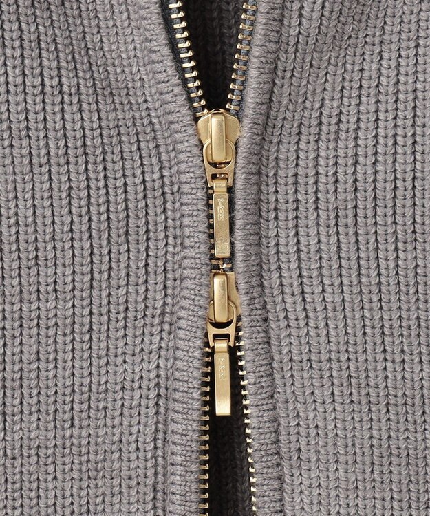 自由区 S 【洗える】ジップアップニット アウター グレー