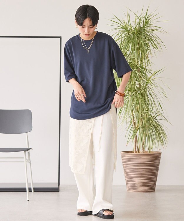 AMERICAN HOLIC ジョーゼットラウンドヘムトップス Navy