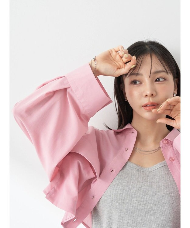 earth music&ecology ビッグポケットショートシャツ Light Pink