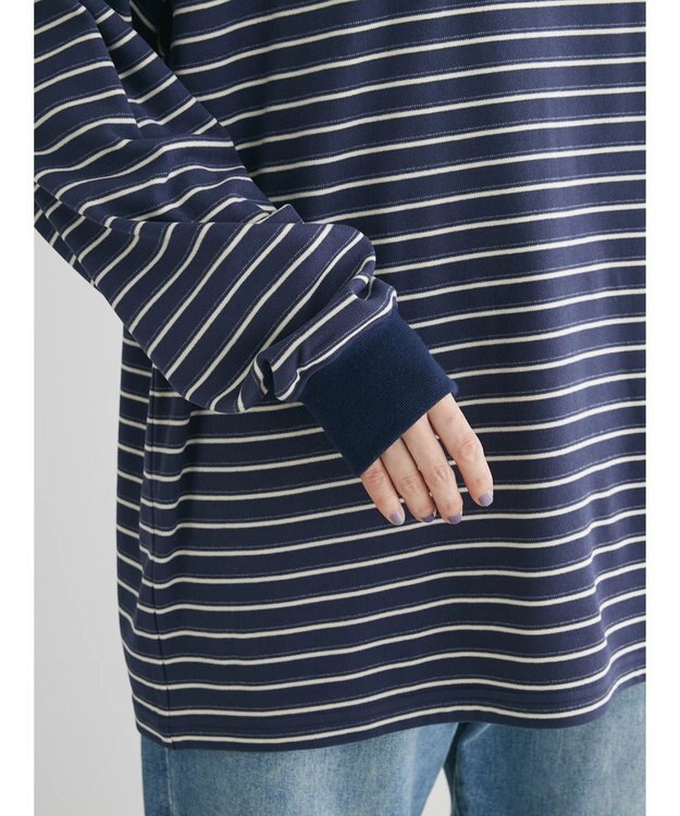 Green Parks マシュマロタッチボーダープルオーバー Navy